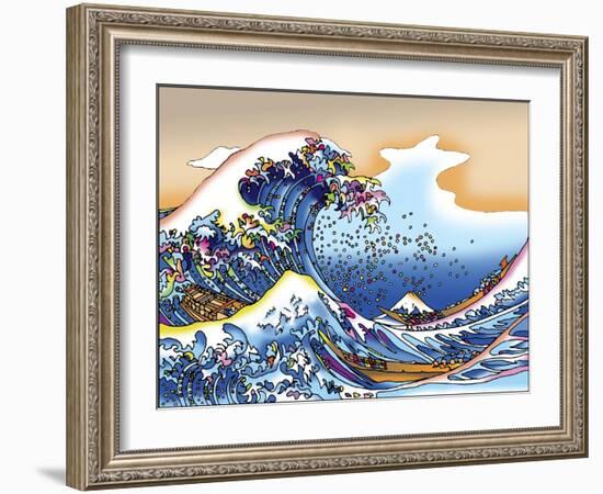 Pop Art Great Wave-Howie Green-Framed Giclee Print