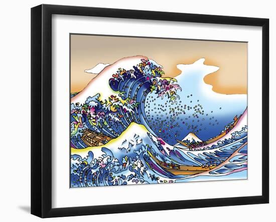 Pop Art Great Wave-Howie Green-Framed Giclee Print