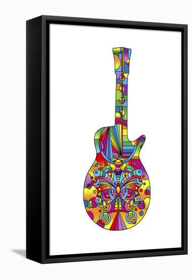 Pop Art Guitar Butterfly-Howie Green-Framed Premier Image Canvas