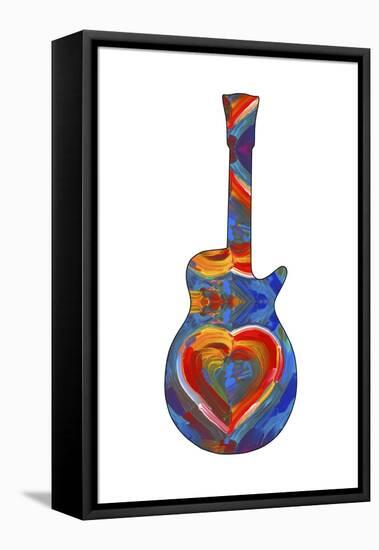 Pop Art Guitar Heart Brush-Howie Green-Framed Premier Image Canvas