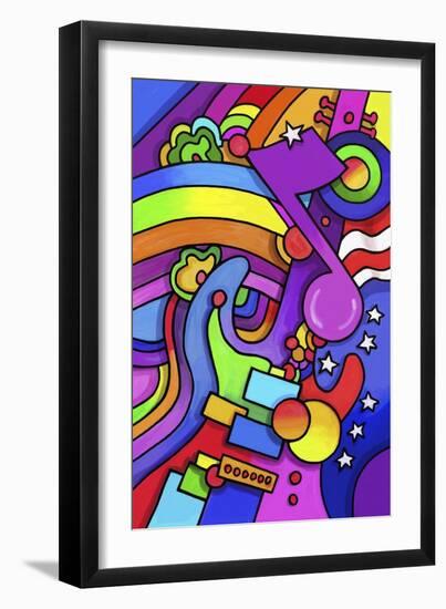 Pop Art Guitar Note-Howie Green-Framed Giclee Print