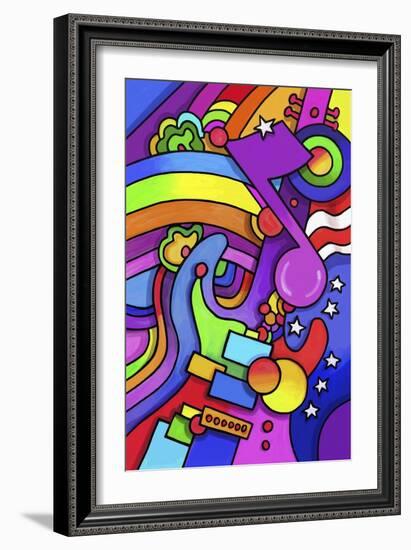 Pop Art Guitar Note-Howie Green-Framed Giclee Print