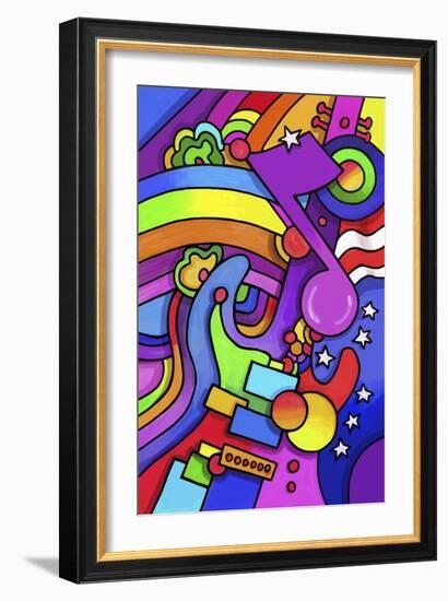 Pop Art Guitar Note-Howie Green-Framed Giclee Print