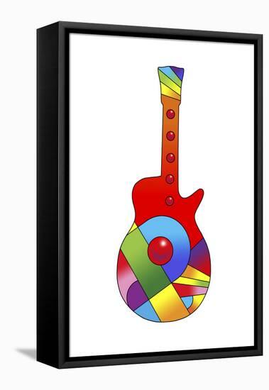 Pop Art Guitar Red Ball-Howie Green-Framed Premier Image Canvas