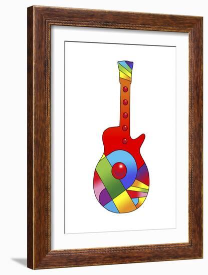 Pop Art Guitar Red Ball-Howie Green-Framed Giclee Print