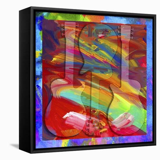 Pop Art Guitar Swirls-Howie Green-Framed Premier Image Canvas