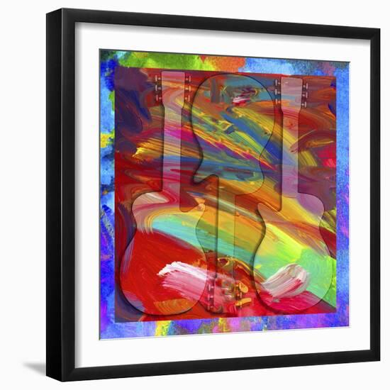 Pop Art Guitar Swirls-Howie Green-Framed Giclee Print