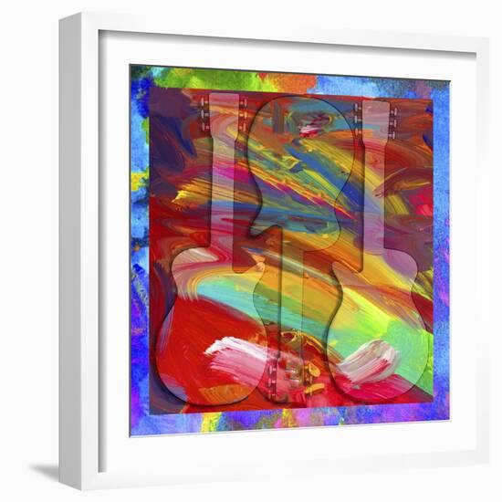 Pop Art Guitar Swirls-Howie Green-Framed Giclee Print