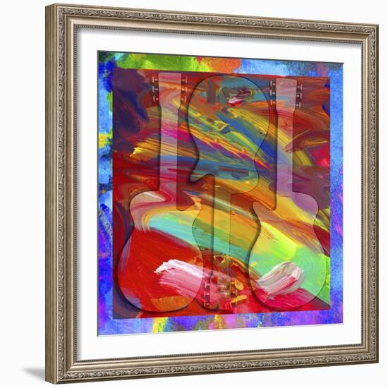 Pop Art Guitar Swirls-Howie Green-Framed Giclee Print
