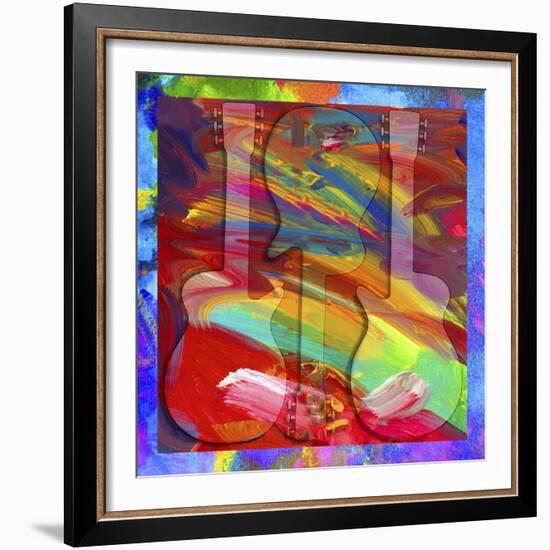 Pop Art Guitar Swirls-Howie Green-Framed Giclee Print