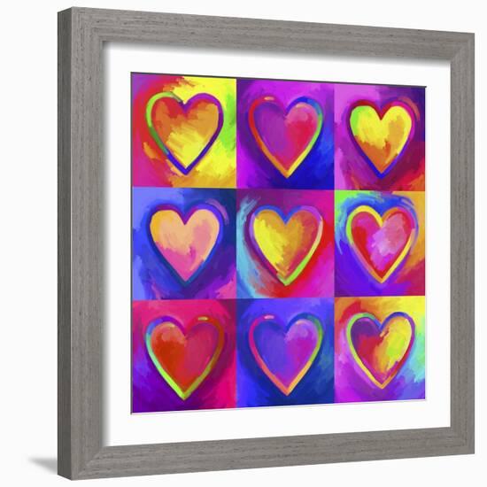 Pop Art Heart 2-Howie Green-Framed Giclee Print