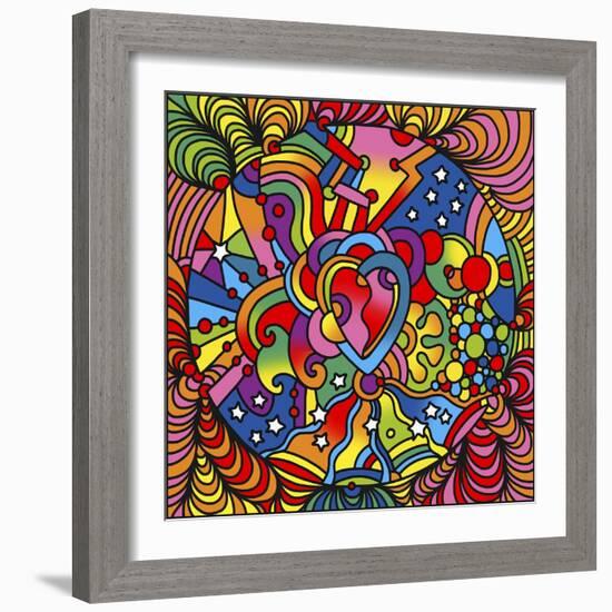 Pop Art Heart Swirls-Howie Green-Framed Giclee Print