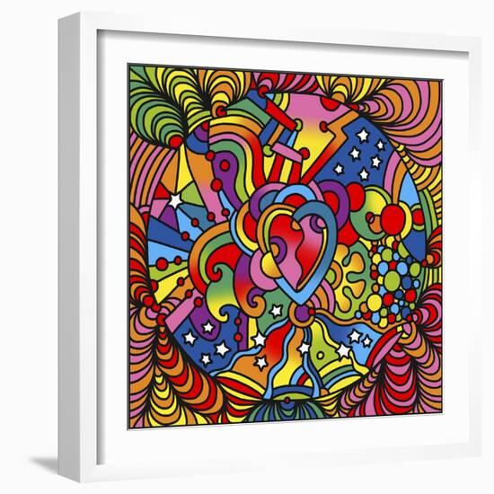 Pop Art Heart Swirls-Howie Green-Framed Giclee Print