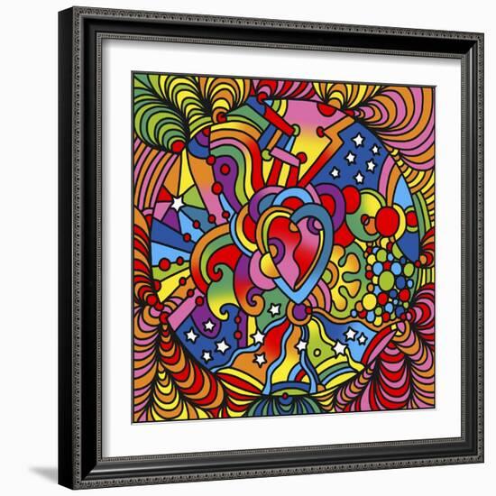 Pop Art Heart Swirls-Howie Green-Framed Giclee Print