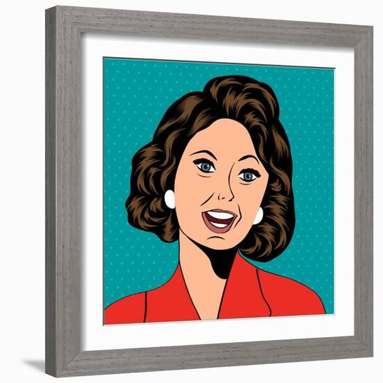 Pop Art Illustration of a Laughing Woman-Eva Andreea-Framed Art Print