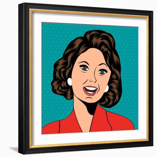 Pop Art Illustration of a Laughing Woman-Eva Andreea-Framed Art Print