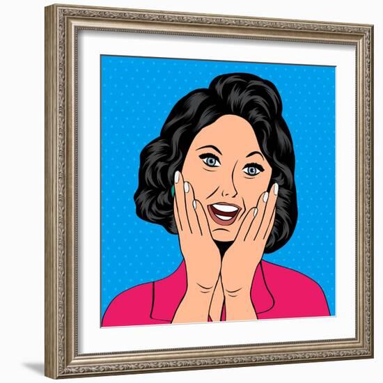 Pop Art Illustration of a Laughing Woman-Eva Andreea-Framed Art Print