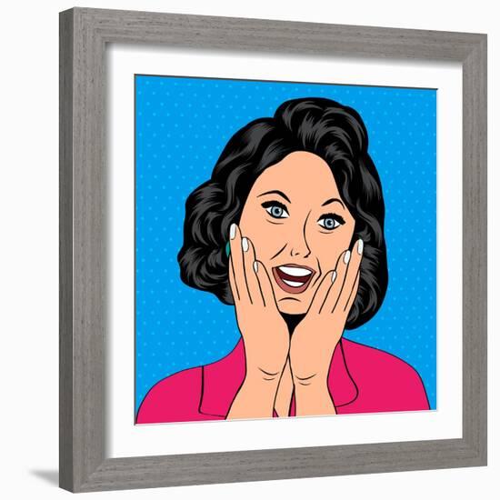 Pop Art Illustration of a Laughing Woman-Eva Andreea-Framed Art Print