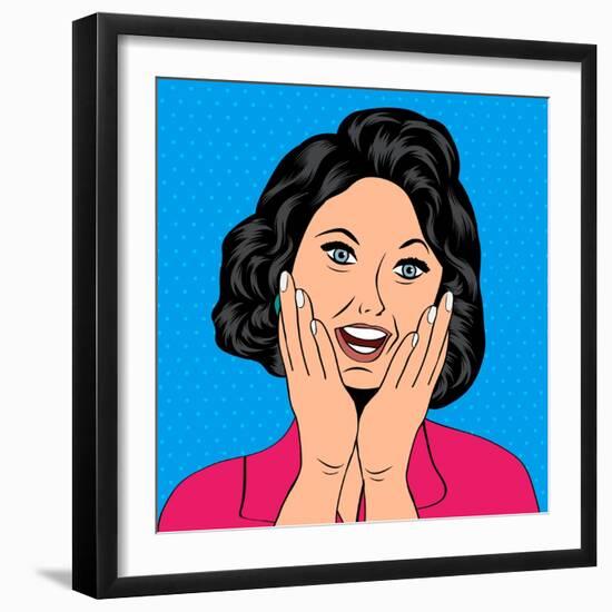 Pop Art Illustration of a Laughing Woman-Eva Andreea-Framed Art Print