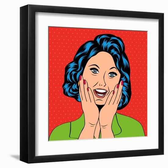 Pop Art Illustration of a Laughing Woman-Eva Andreea-Framed Art Print