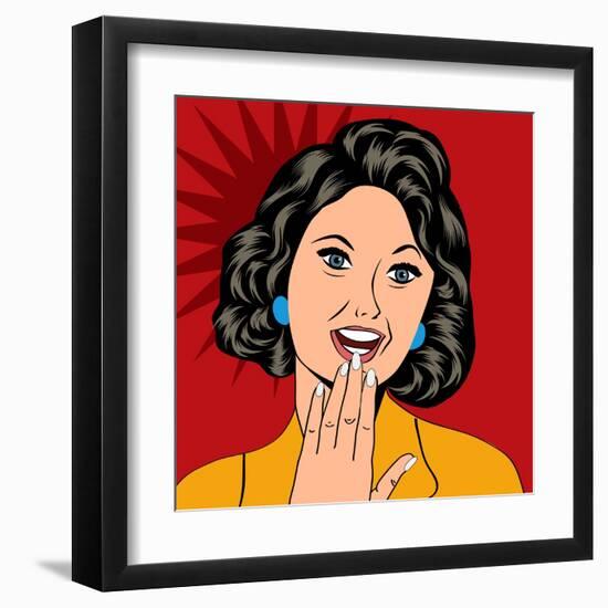 Pop Art Illustration of a Laughing Woman-Eva Andreea-Framed Art Print