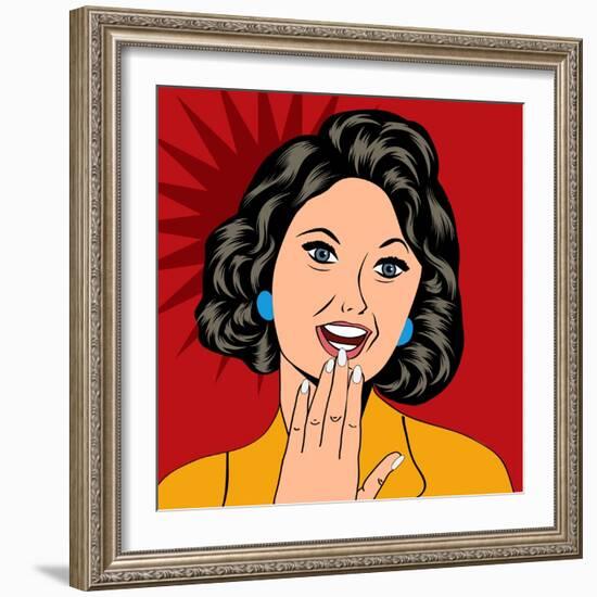 Pop Art Illustration of a Laughing Woman-Eva Andreea-Framed Art Print