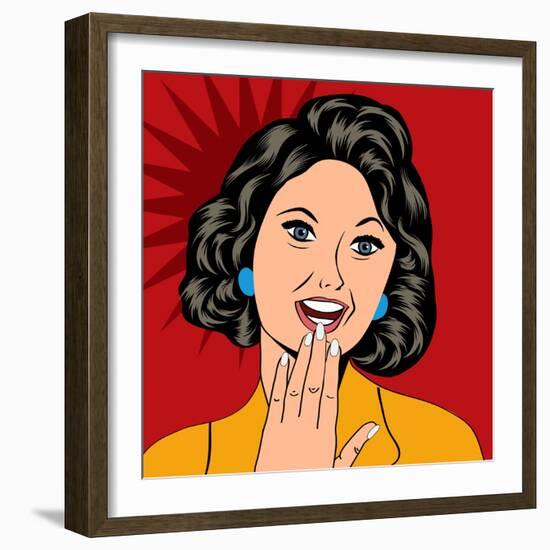 Pop Art Illustration of a Laughing Woman-Eva Andreea-Framed Art Print