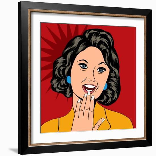 Pop Art Illustration of a Laughing Woman-Eva Andreea-Framed Art Print