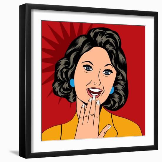 Pop Art Illustration of a Laughing Woman-Eva Andreea-Framed Art Print