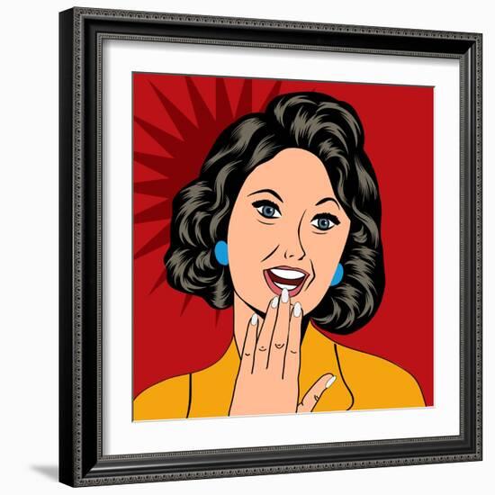 Pop Art Illustration of a Laughing Woman-Eva Andreea-Framed Art Print