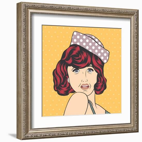 Pop Art Illustration of a Sad Woman-Eva Andreea-Framed Art Print