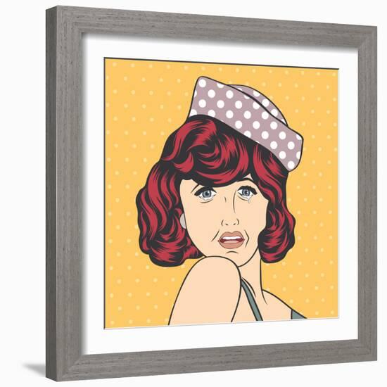 Pop Art Illustration of a Sad Woman-Eva Andreea-Framed Art Print