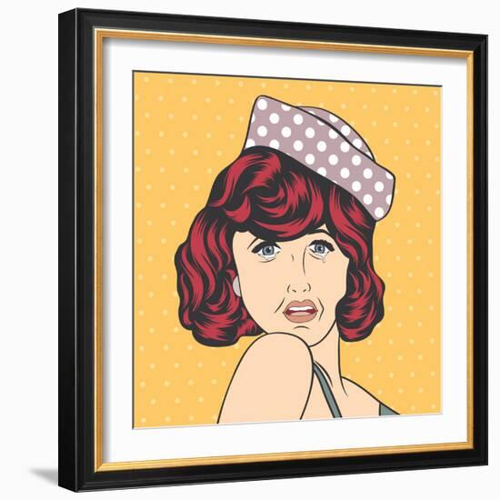 Pop Art Illustration of a Sad Woman-Eva Andreea-Framed Art Print