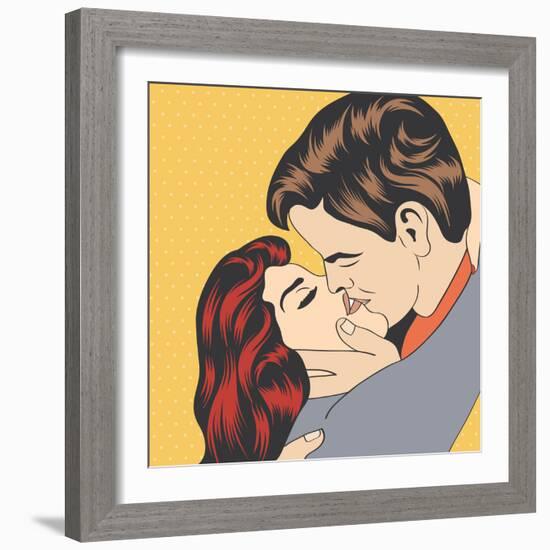 Pop Art Kissing Couple-Eva Andreea-Framed Art Print