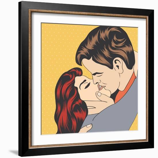 Pop Art Kissing Couple-Eva Andreea-Framed Art Print