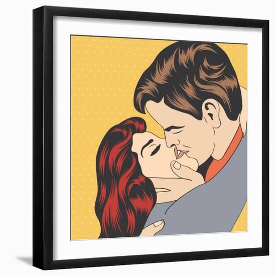 Pop Art Kissing Couple-Eva Andreea-Framed Art Print