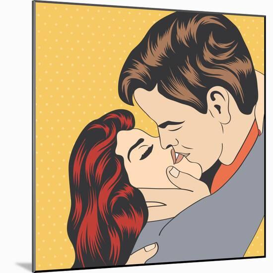 Pop Art Kissing Couple-Eva Andreea-Mounted Art Print