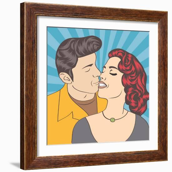 Pop Art Kissing Couple-Eva Andreea-Framed Art Print