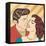 Pop Art Kissing Couple-Eva Andreea-Framed Stretched Canvas