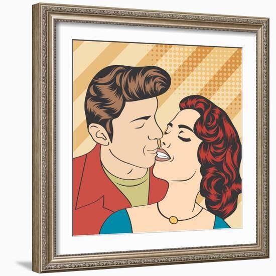 Pop Art Kissing Couple-Eva Andreea-Framed Art Print