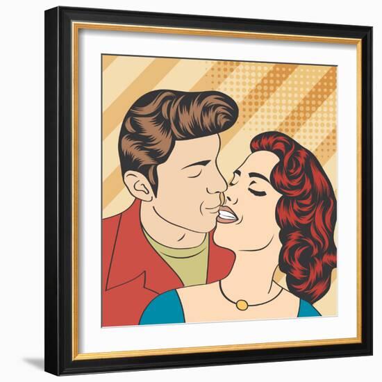 Pop Art Kissing Couple-Eva Andreea-Framed Art Print