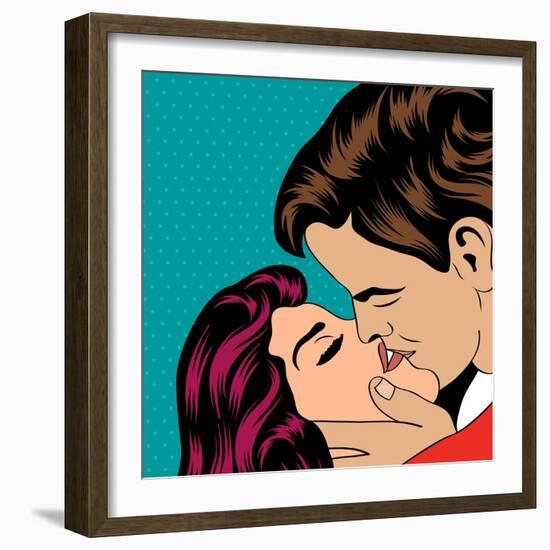 Pop Art Kissing Couple-Eva Andreea-Framed Art Print