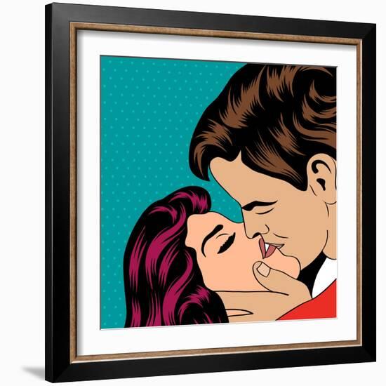 Pop Art Kissing Couple-Eva Andreea-Framed Art Print