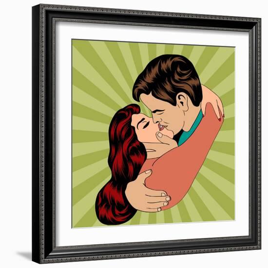 Pop Art Kissing Couple-Eva Andreea-Framed Art Print