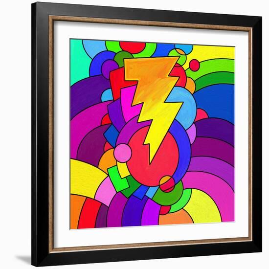 Pop Art Lightening Bolt-Howie Green-Framed Giclee Print