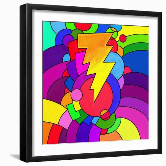 Pop Art Lightening Bolt-Howie Green-Framed Giclee Print