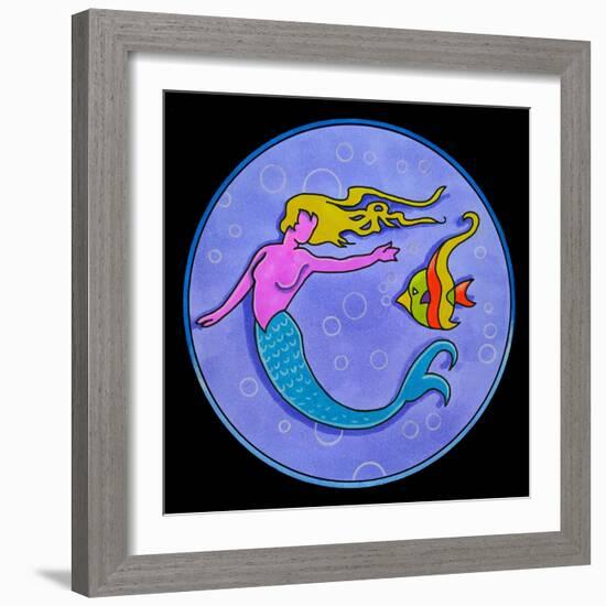 Pop Art Mermaid Circle-Howie Green-Framed Giclee Print