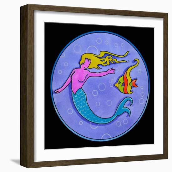 Pop Art Mermaid Circle-Howie Green-Framed Giclee Print