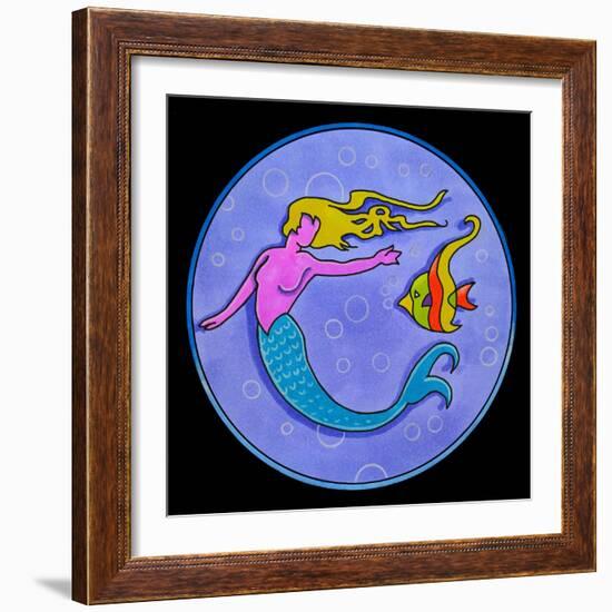 Pop Art Mermaid Circle-Howie Green-Framed Giclee Print