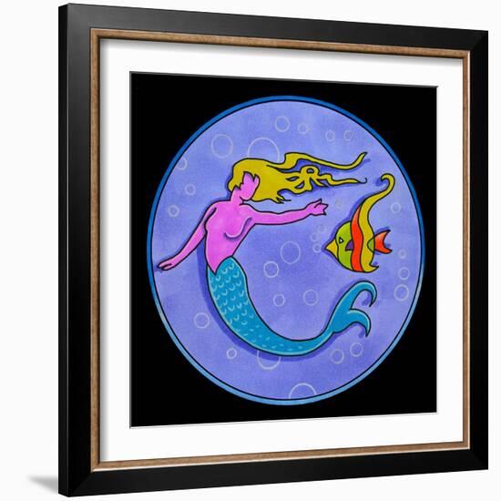 Pop Art Mermaid Circle-Howie Green-Framed Giclee Print